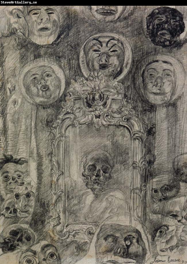 James Ensor Mirror with Skeleton or The Devil-s Mirror
